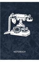 Notizbuch: A5 Kariert - Vintage Liebhaber Heft - Retro Notizheft 120 Seiten KARO - Wählscheibentelefon Notizblock Antiquität Motiv - 90er Kind Geschenk