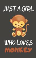 Just A Girl Who Loves Monkey: Horoscope Gifts Monkey Blank Lined Notebooks, Journals, Planners and Diaries to Write In For Monkey Lovers