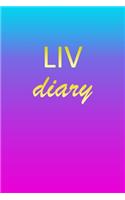 Liv: Journal Diary - Personalized First Name Personal Writing - Letter L Blue Purple Pink Gold Effect Cover - Daily Diaries for Journalists & Writers - J