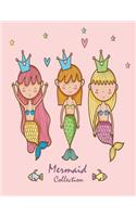 Mermaid collection: Cute mermaids on pink cover (8.5 x 11) inches 110 pages, Blank Unlined Paper for Sketching, Drawing, Whiting, Journaling & Doodling(2 Cute Mermaids on Pink Sketchbook)