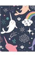 Composition Notebook: (Composition Notebook) (Composition Notebook College Ruled) (Narwhal Unicorn Of The Sea Design) 150 Pages, College Ruled Lined Pages Composition Not