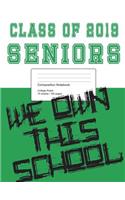 Class of 2019 Green and White Composition Notebook