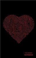 CHD Journey Notebook: Red Circuit Board Heart, Black Background, Journal, 5 in x 8 in, 50 sheets / 100 pages, college lined