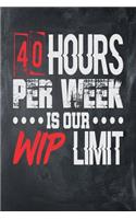 40 Hours Per Week is Our WIP Limit: Chalkboard, White & Red Design, Blank College Ruled Line Paper Journal Notebook for Project Managers and Their Families. (Agile and Scrum 6 x 9 inch