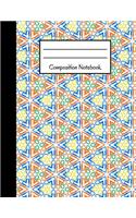 Composition Notebook: Orange, Blue, Yellow, Green Geometric Design Large College Ruled Notebook