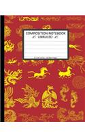 Unruled Composition Notebook 8" x 10". 120 Pages. Chinese Vector Elements
