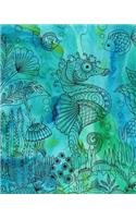 Journal Notebook Seahorse Drawing 2: 172 Lined Numbered Pages With 3 Index Pages For Easy Organization in Large 8 x 10 Size For Journaling, Writing, Planning or Doodling.(2 More Artsy Lined Journals)