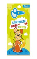 Trotsch Bastelbuch mit Schere Ausschneiden, Malen und Stickern Tiere: Bastelheft Beschaftigungsbuch