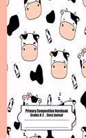 Primary Composition Notebook: Primary Composition Notebook Story Paper - 8.5x11 - Grades K-2: Cute cow faces School Specialty Handwriting Paper Dotted Middle Line (Kindergarten C