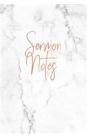 Sermon Notes: Elegant White Marble and Rose Gold Bible Journal for Christian Women