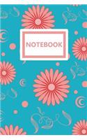 Notebook: Retro Flower Art, a Lined Journal with 120 Pages