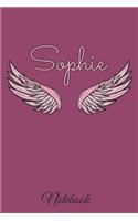 Sophie Notebook: A beautiful personalized angel wings soft cover notebook with 100 lined pages in 6x9 inch format. Personal Diary Personalized Journal Customized Jou
