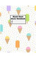Blank Sheet Music Notebook: Easy Blank Staff Manuscript Book Large 8.5 X 11 Inches Musician Paper Wide 12 Staves Per Page for Piano, Flute, Violin, Guitar, Trumpet, Drums, Cell