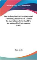 Die Stellung Der Ein Erwerbsgeschaft Selbstandig Betreibenden Ehefrau Im Gesetzlichen Guterstand Der Verwaltung Und Nutzniessung (1903)