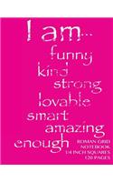Roman Grid Notebook 1/4 inch squares 120 pages: I am Funny Notebook with pink cover, squared notebook, roman grid of quarter inch squares, perfect bound, ideal for writing, math sums, doodling, co