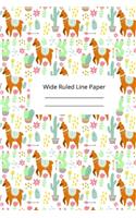 Baby Alpaca Theme Wide Ruled Line Paper