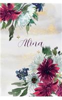 Alina: Personalized Journal Gift Idea for Women (Burgundy and White Mums)