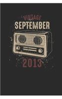 Vintage September 2013: Dotted Bullet Journal (6 X 9 -120 Pages) for Birthday Gift Idea for Women And Men