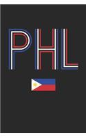 Vintage Philippines Notebook - Philippines Diary - Retro Filipino Flag Journal - Philippines Gifts: Medium College-Ruled Journey Diary, 110 page, Lined, 6x9 (15.2 x 22.9 cm)