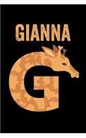 Gianna: Animals Coloring Book for Kids, Weekly Planner, and Lined Journal Animal Coloring Pages. Personalized Custom Name Initial Alphabet Christmas or Birt