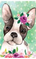 Bullet Journal for Dog Lovers Boston Terrier in Flowers: 162 Numbered Pages with 150 Dot Grid Pages, 6 Index Pages and 2 Key Pages in Easy to Carry 5.5 X 8.5 Size.