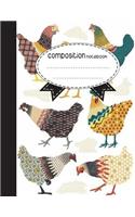 Composition Notebook, 8.5 x 11, 110 pages: colorful hen cock: (Notebooks)
