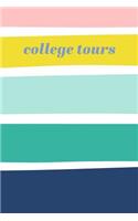 College Tours: Lined Notebook for Planning, Researching and Journaling with Modern Striped Cover in Green and Blue