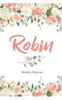Robin Weekly Planner: Undated Version include Habit Tracker Monthly Review Journal Prompt book Dot Grid Note