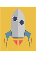 ROCKET Composition Notebook: 7.5 X 9.25 Primary Ruled 110 pages book for girls, kids, school, students and teachers