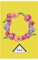 Notebook Journal Dot-Grid, Graph Grid, Lined, Blank No lined: Sweet Watercolor Cactus Succulent Floral Wreath Yellow Lemon Mustard: Small Pocket Notebook Journal Diary, 120 pages, 5.5" x 8.5"(Blank Notebook Journal)