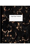 Graph Paper Notebook: Trendy Black Marble and Gold 7.5 x 9.25 inches - 5 x 5 Squares per inch, Quad Ruled Cute Graph Paper Composition Notebook for Children, Kids, Girls,