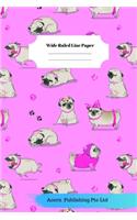 Sleep Dog Theme Wide Ruled Line Paper