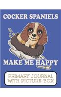 Cocker Spaniels Make Me Happy Primary Journal With Picture Box: Adorable Winter Spaniel Puppy Dog Tubing Down The Hill