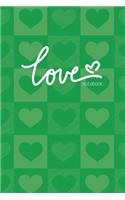 Love Notebook, Blank Write-in Journal, Dotted Lines, Wide Ruled, Medium (A5) 6 x 9 In (Green)
