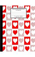 Wide Ruled Composition Notebook. 8.5" x 11". 120 Pages. Heart and Love