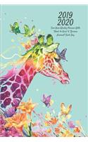 2019 2020 Two Year Weekly Planner with Goals to Gain & Lessons Learned Each Day: Watercolor Giraffe Appointment Book, Diary & Agenda Planning for Pre-Teen, Kids, Child, Children Young Girl, Teenager to Plan Dreams & Reflect on Li