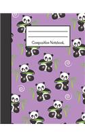 Composition Notebook: Large Purple Panda Notebook to Write in