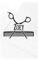 Zoey: Barber Hairdresser Personalized Name Notebook Journal Diary Sketchbook with 120 Lined Pages 6x9