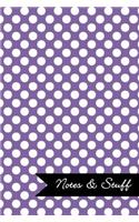 Notes & Stuff Lined Notebook With Deluge Purple Polka Dot Pattern Cover