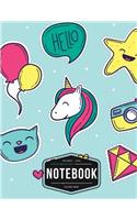 Notebook: Hello Unicorn: Book: Diary, 110 pages, 8.5" x 11" (Notebook Lined, Blank No Lined)