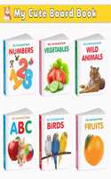 Pocket Board Book Set of ABC, Numbers, Fruits, Vegetables, Wild Animals, Birds - Kids educational board book, Preschool learning books, Preschool Kids Books Children | Pack of 6 books