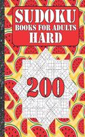 Sudoku books for adults hard: 200 Sudokus from hard with solutions for adults Gifts Sudoku hard book Watermelon Lover adults, kids