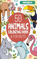 50 Animals Coloring Book & Fun Facts for Kids