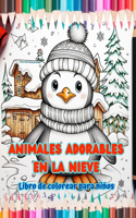 Animales adorables en la nieve - Libro de colorear para niños - Escenas creativas de animales disfrutando del invierno