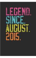 Legend Since August 2015: Graph Paper Notebook - 4th Birthday Gift or th Anniversary Gift Idea