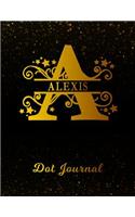 Alexis Dot Journal: Letter a Personalized First Name Personal Dotted Bullet Grid Writing Notebook Black Gold Glitter Space Effect Cover Daily Diaries for Journalists & 