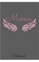 Marcia Notebook: A beautiful personalized angel wings soft cover notebook with 100 lined pages in 6x9 inch format. Personal Diary Personalized Journal Customized Jou