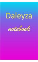 Daleyza: Blank Notebook - Wide Ruled Lined Paper Notepad - Writing Pad Practice Journal - Custom Personalized First Name Initial D Blue Purple Gold - Taking 