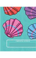 Composition Notebook: Wide Lined Ruled Paper Page Notebook and Journal for Girls with Cute Colorful Sea Shells, Perfect Workbook for Writing Notes and Exercise at Home, S