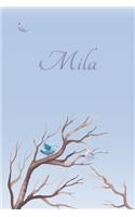 Mila: Personalized Name Journal/Notebook for Women and Girls - Cute Bird Design with Decorative Writing Pages